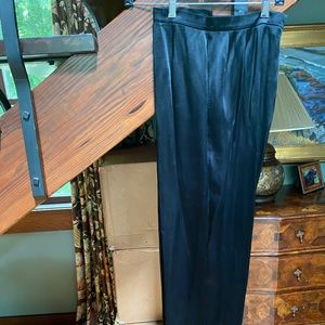 DESIGNER UNGARO BLACK SATIN WIDE-LEG PANTS